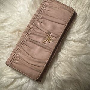 Prada Women's Pink Beige Clutch Bag Wallet